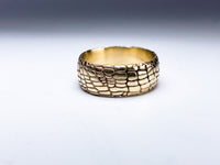 Solid Gold Crocodile Skin Texture Ring | Made-to-Order
